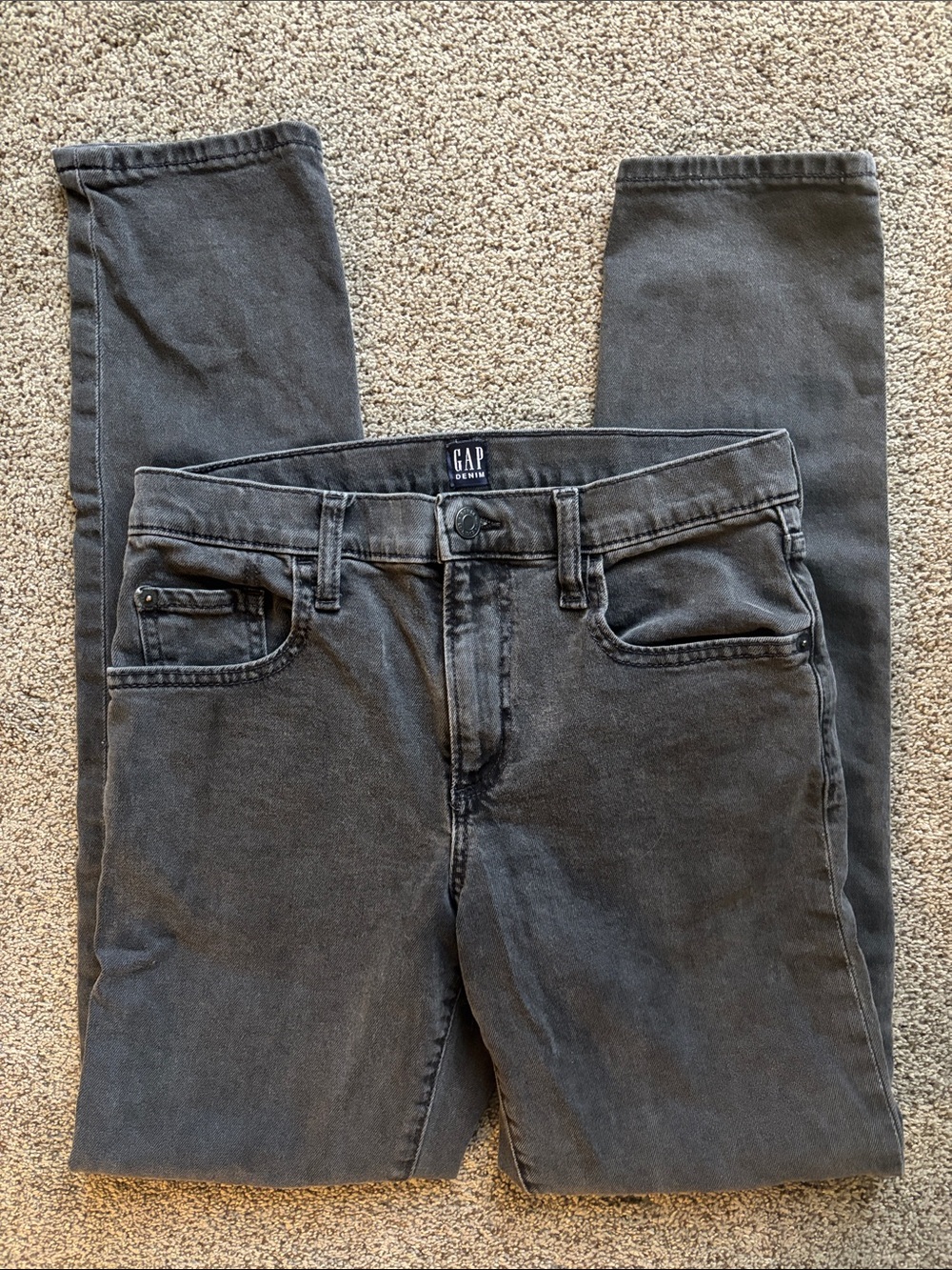 GAP big boys Charcoal Skinny Jeans with adjustable waist sz 16 slim